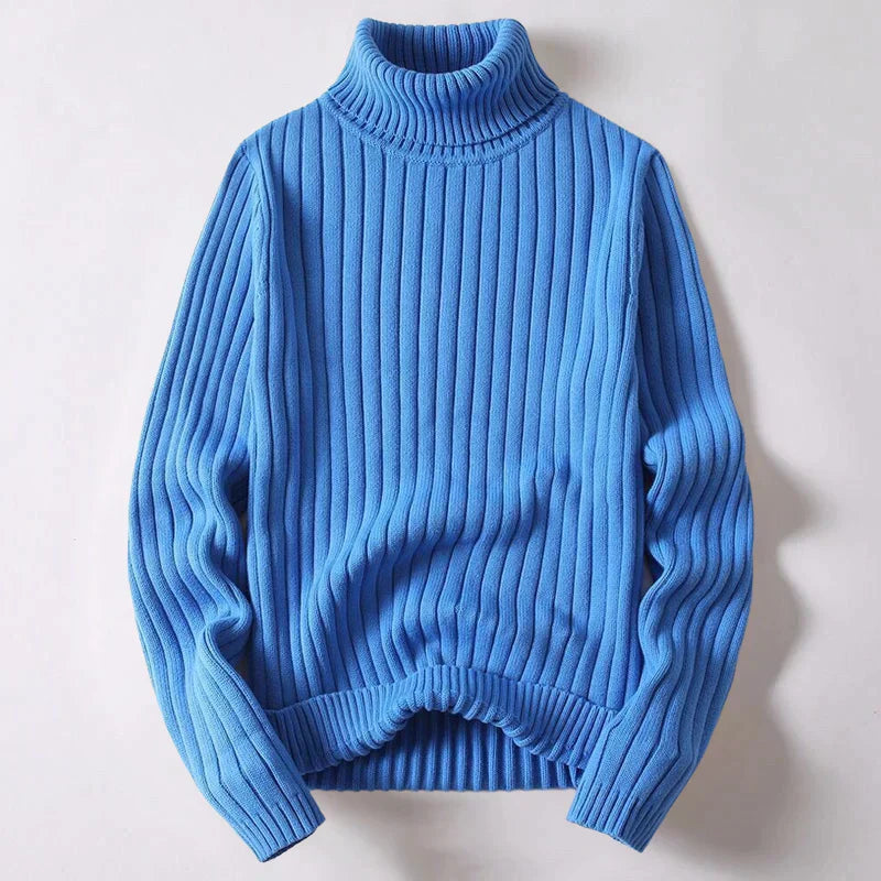 Herren-Rollkragenpullover aus Merinowolle – Reto - Blau - Mavero