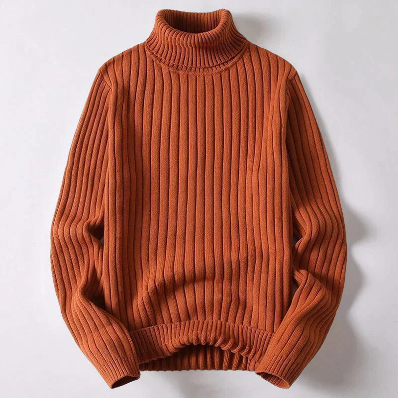 Herren-Rollkragenpullover aus Merinowolle – Reto - Braun - Mavero