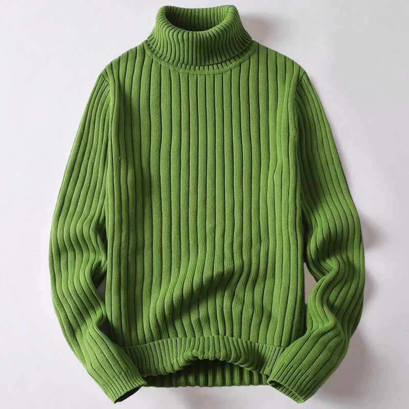 Herren-Rollkragenpullover aus Merinowolle – Reto - Grün - Mavero