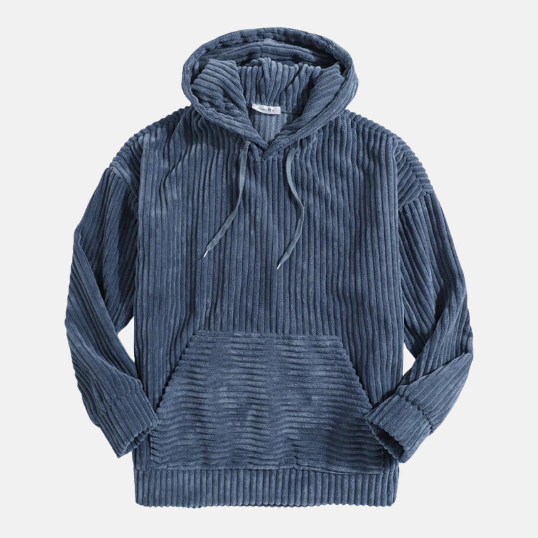 Herren-Hoodie aus Cord – Silas - Blau - Mavero