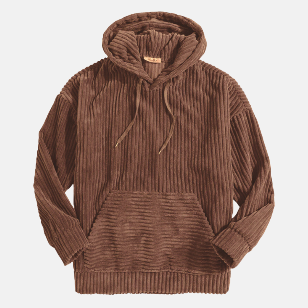 Herren-Hoodie aus Cord – Silas - Braun - Mavero