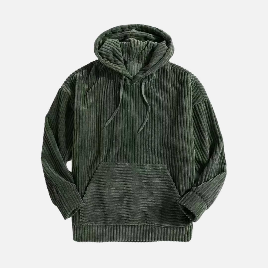 Herren-Hoodie aus Cord – Silas - Grün - Mavero