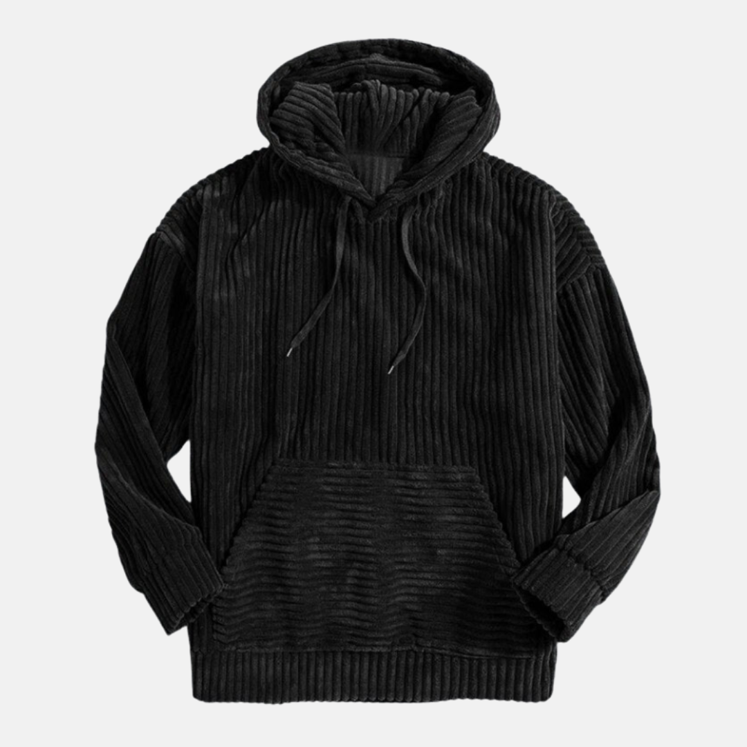 Herren-Hoodie aus Cord – Silas - Schwarz - Mavero