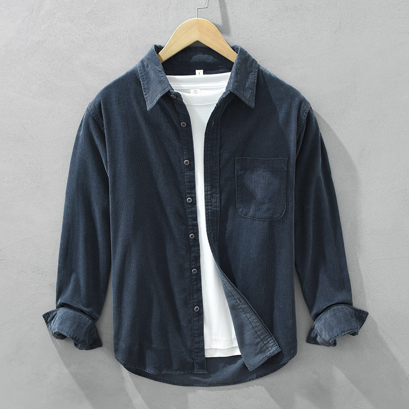 Herren-Overshirt Retro-Cord – Arno - Dunkelblau - Mavero