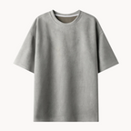 T-Shirt in Luxuriöser Wildlederoptik – Reto - Grau - Mavero