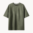 T-Shirt in Luxuriöser Wildlederoptik – Reto - Grün - Mavero