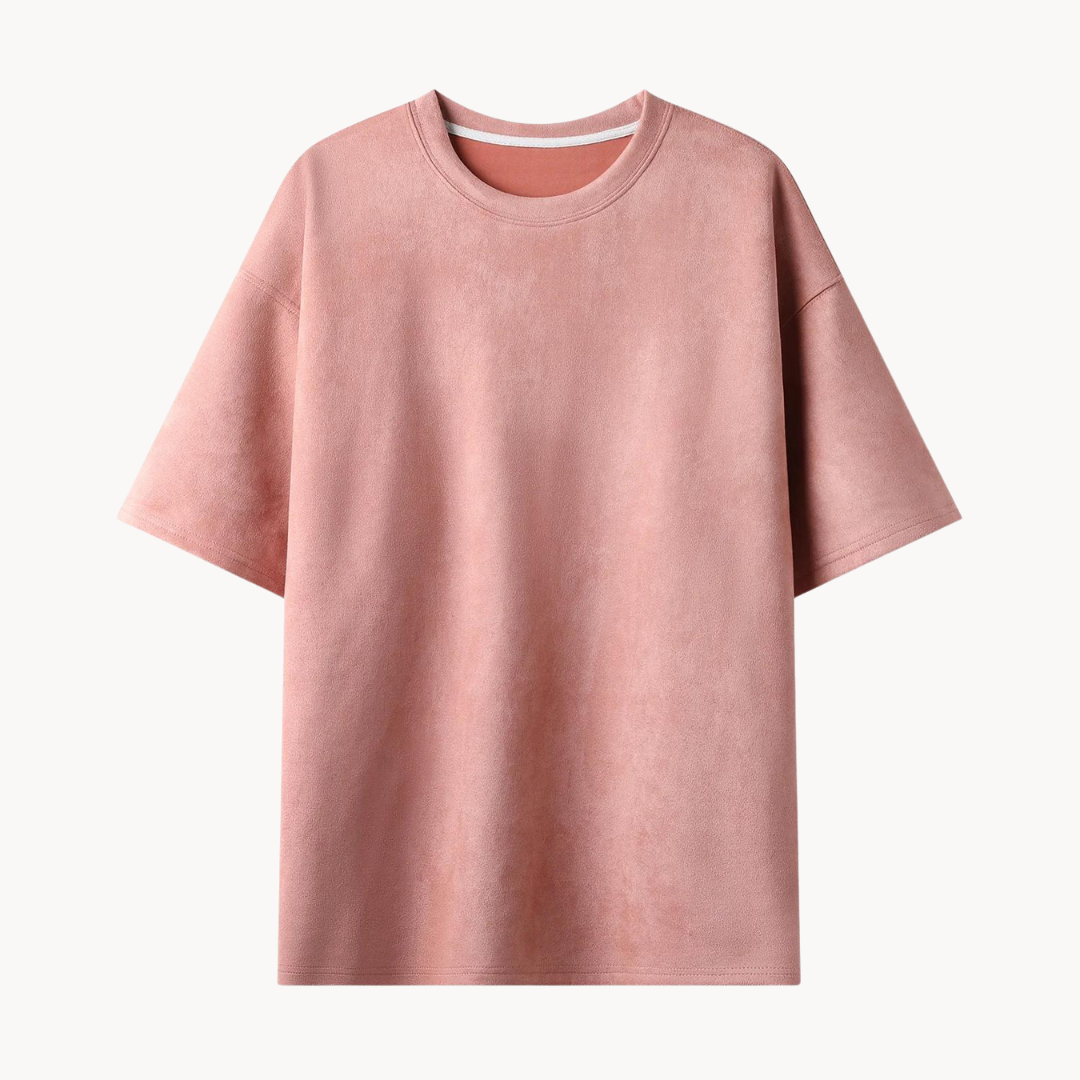 T-Shirt in Luxuriöser Wildlederoptik – Reto - Rosa - Mavero