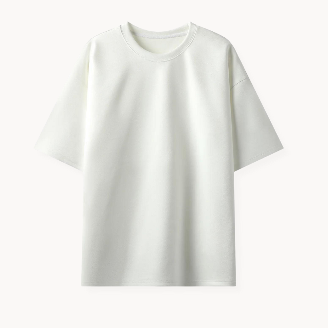 T-Shirt in Luxuriöser Wildlederoptik – Reto - Weiß - Mavero